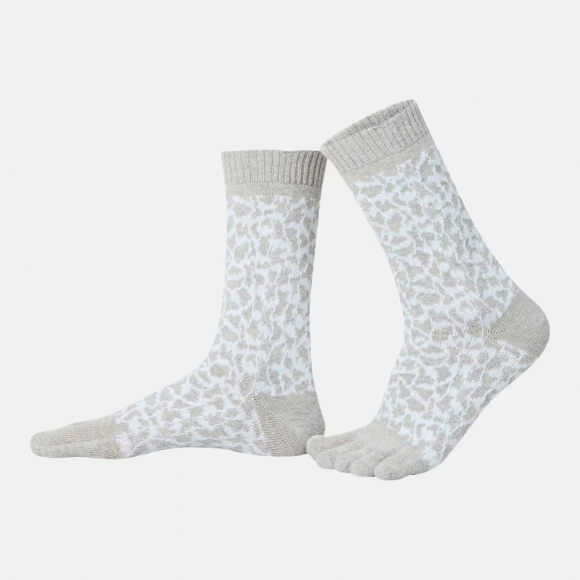 BÄR Zehensocken Leopard - Weiß / Grau