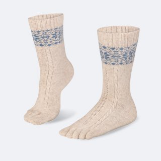 BÄR Snowflakes Zehensocken - Beige / Blau BÄR Snowflakes Zehensocken - Beige / Blau